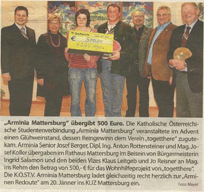 Arminia Mattersburg übergibt 500 Euro an 2getthere